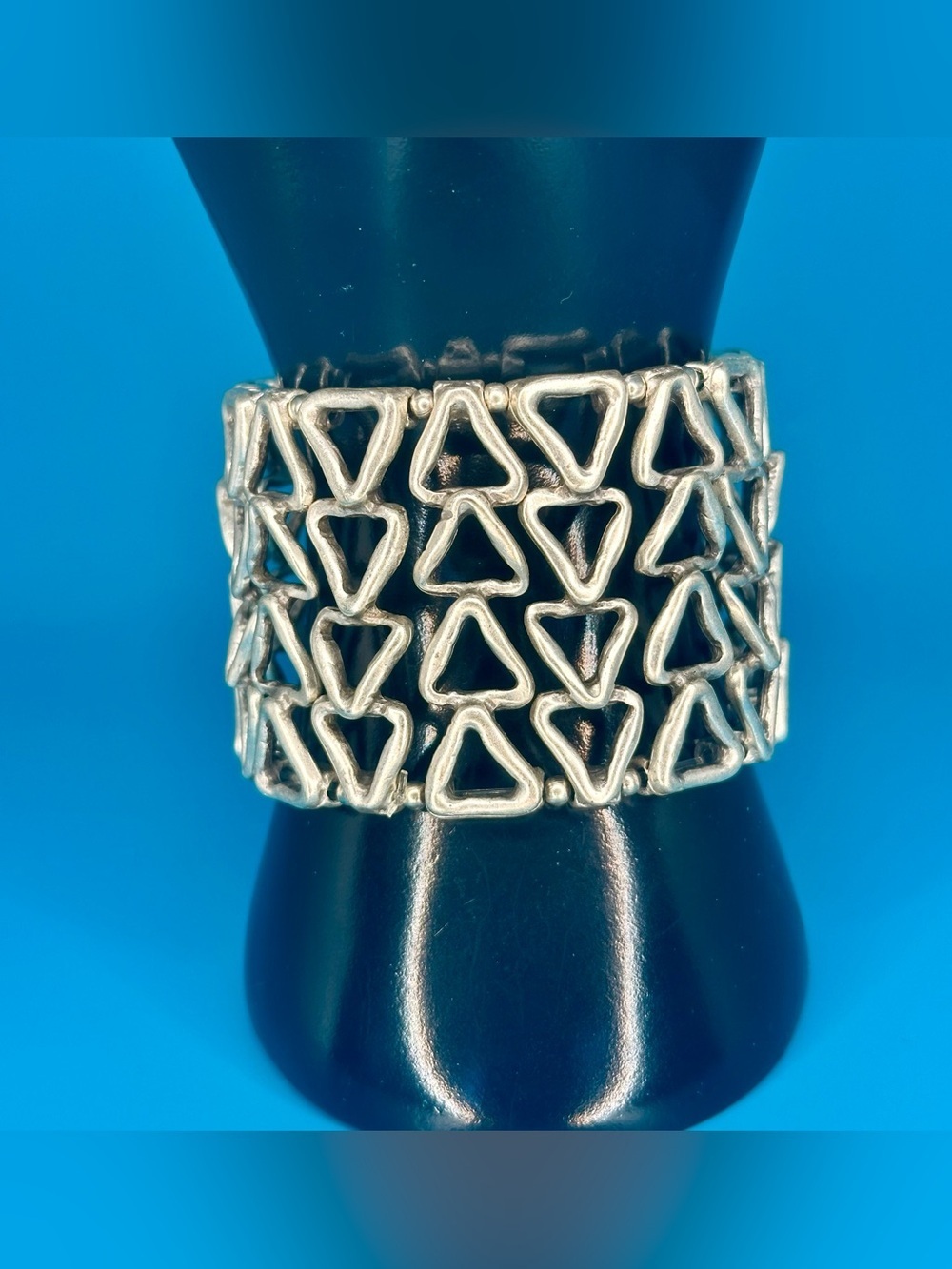 Sterling-Style Silver Triangle Link Stretch Bracelet